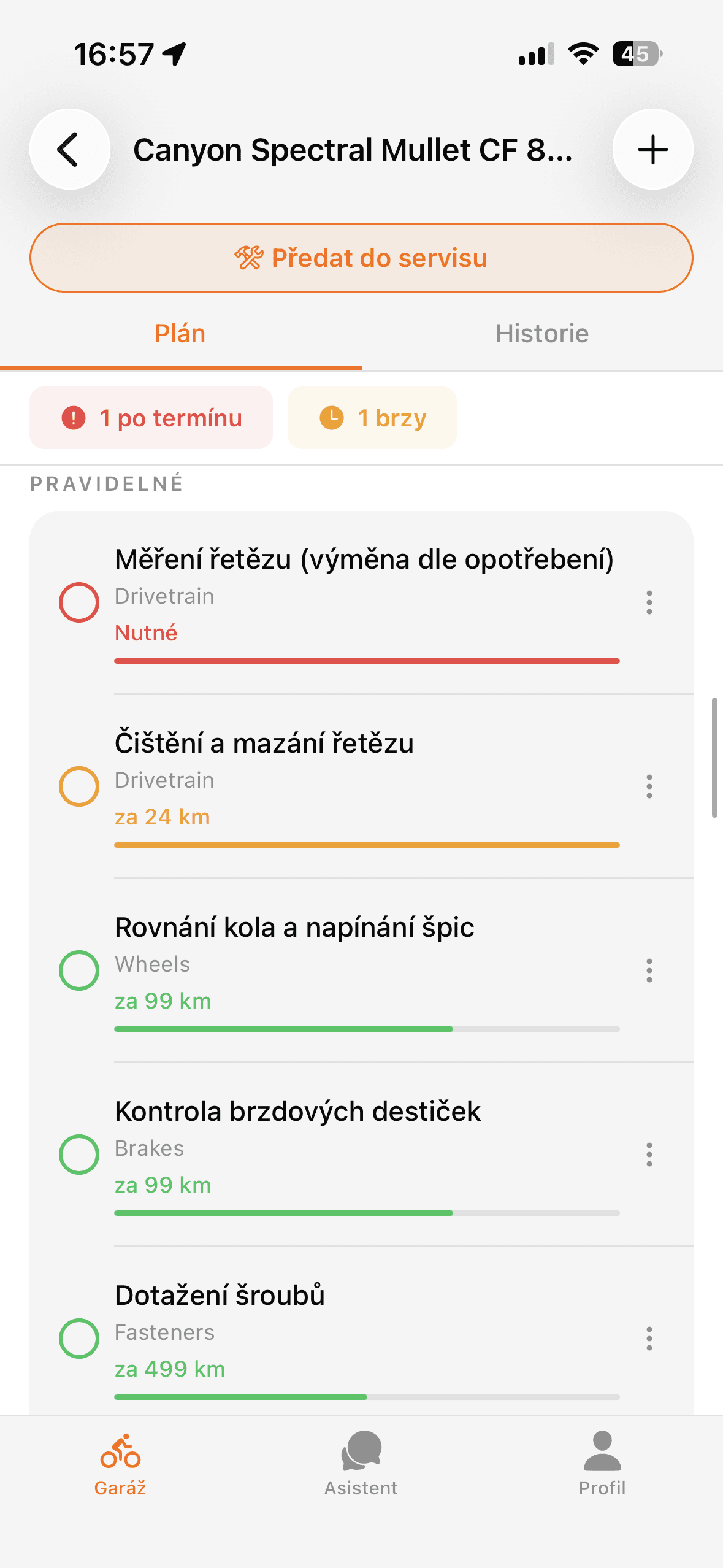 Chytrá servisní upozornění